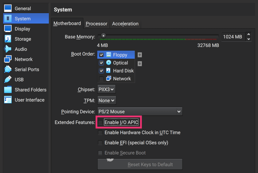 uncheck-io-apic-in-vbox-settings